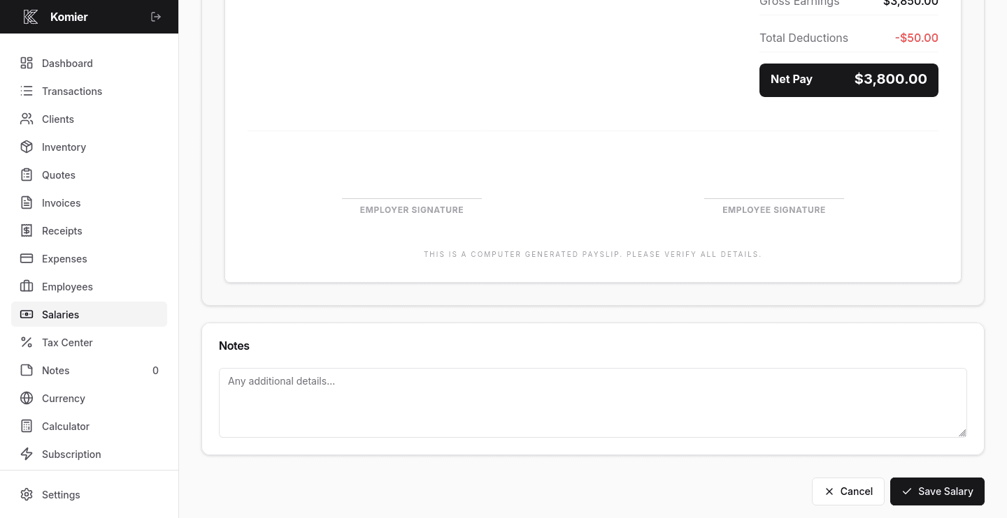 komier online payslip template generator