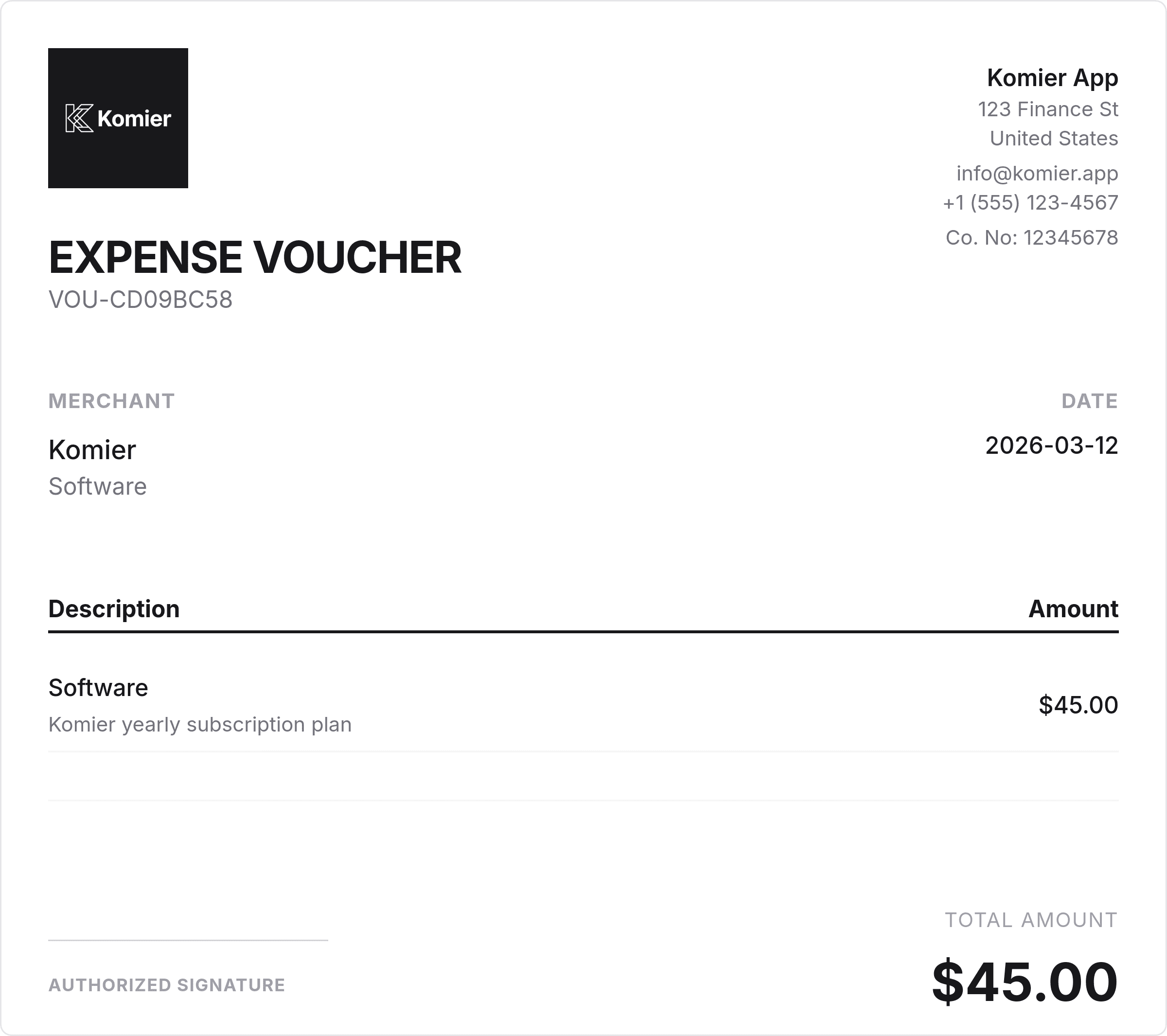 komier online expenses management